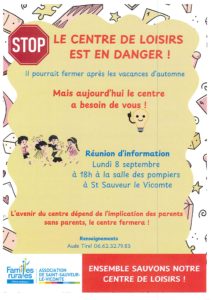 LE CENTRE DE LOISIRS EST EN DANGER !