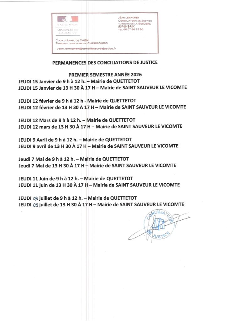 Permanences des conciliations de justice