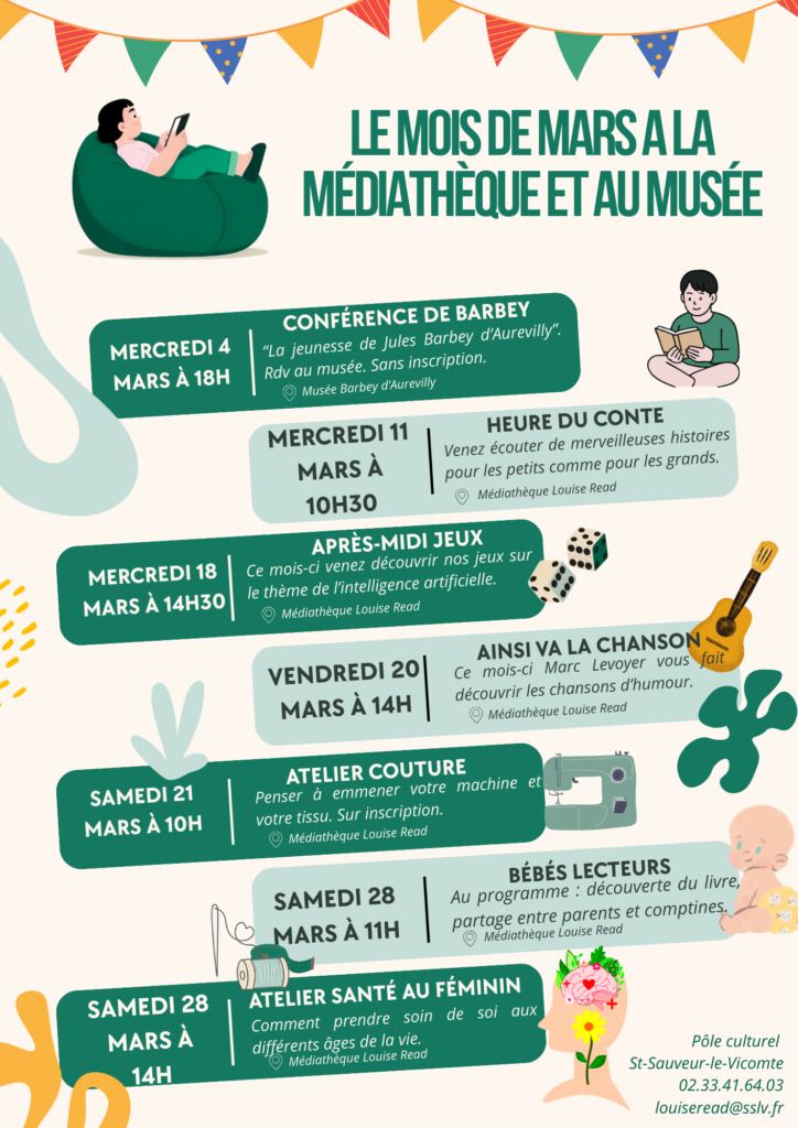 Les animations du mois de mars à la médiathèque