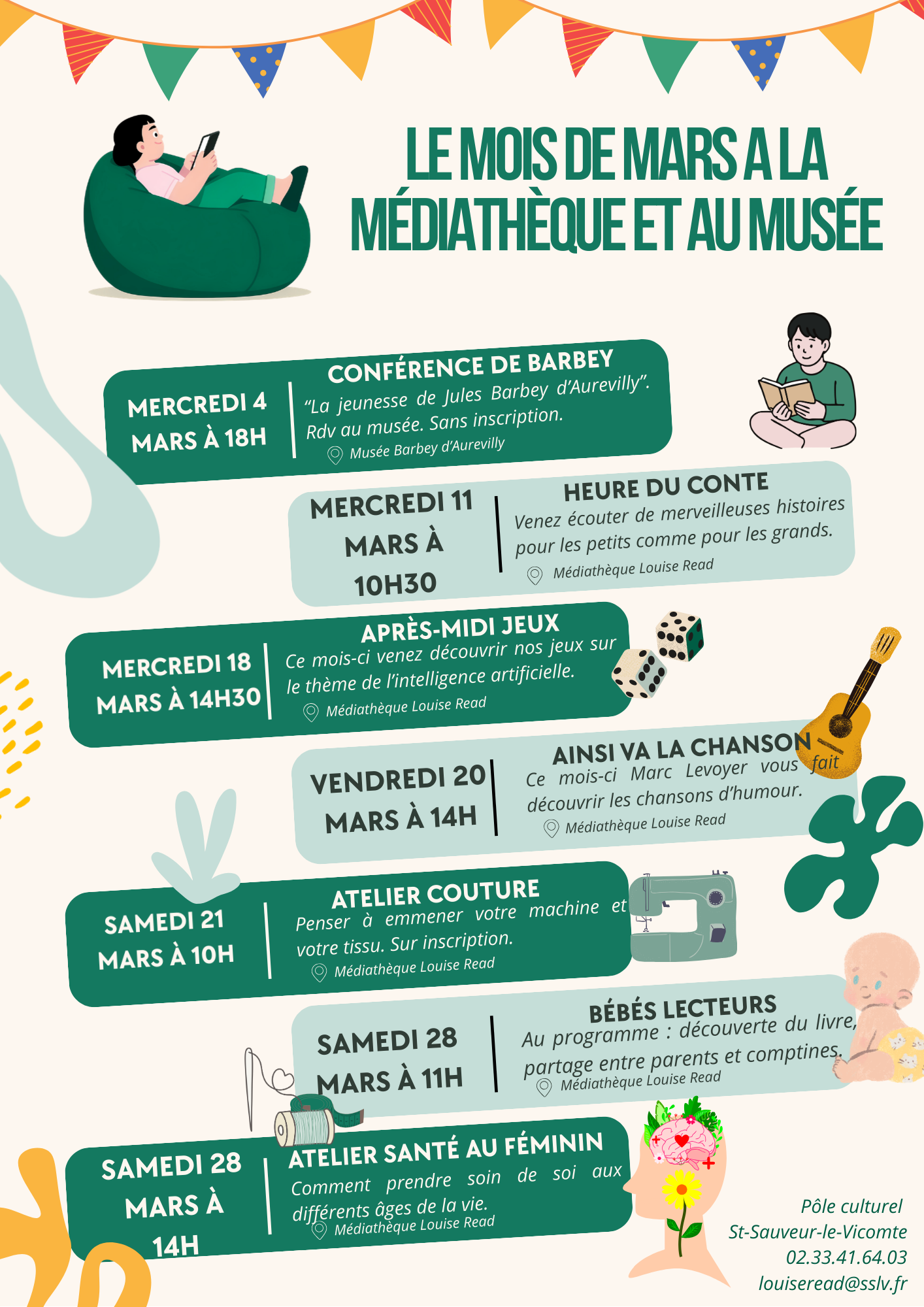 Les animations du mois de mars à la médiathèque