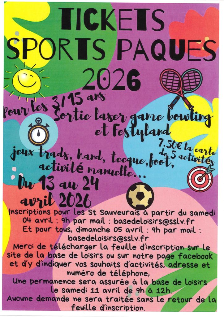 Tickets sports pâques 2026