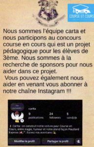 Recherche de Sponsors pour nos élèves de troisième