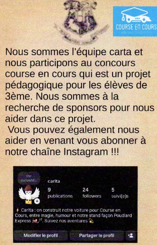 Recherche de Sponsors pour nos élèves de troisième