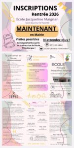 Inscriptions à l’école Jacqueline Maignan !