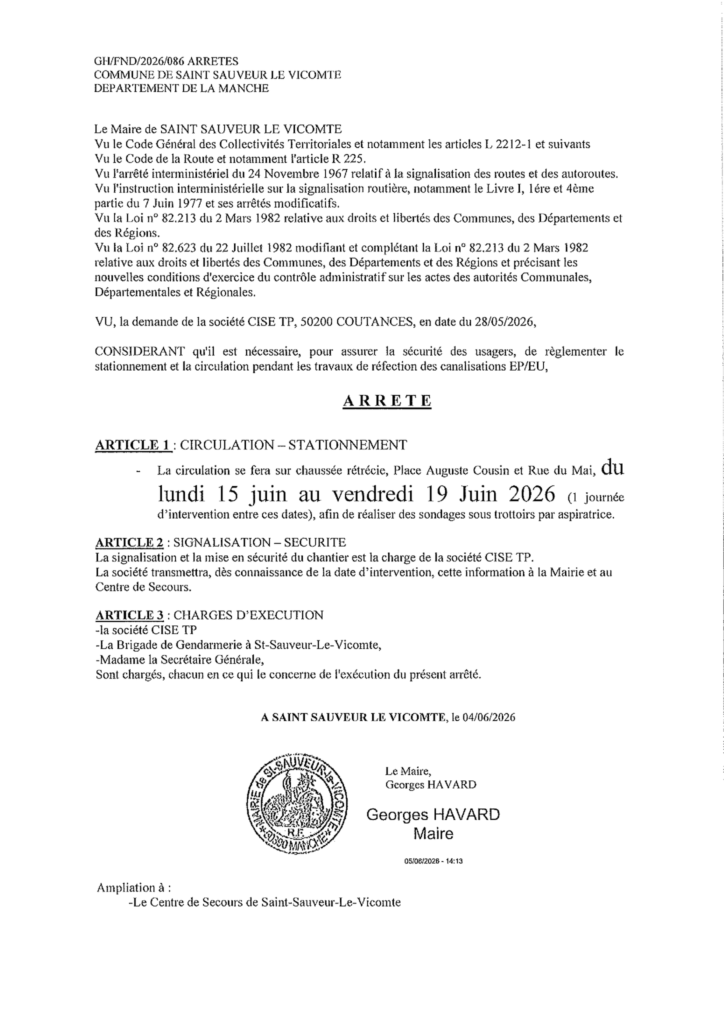 Travaux de canalisations autour de la Mairie