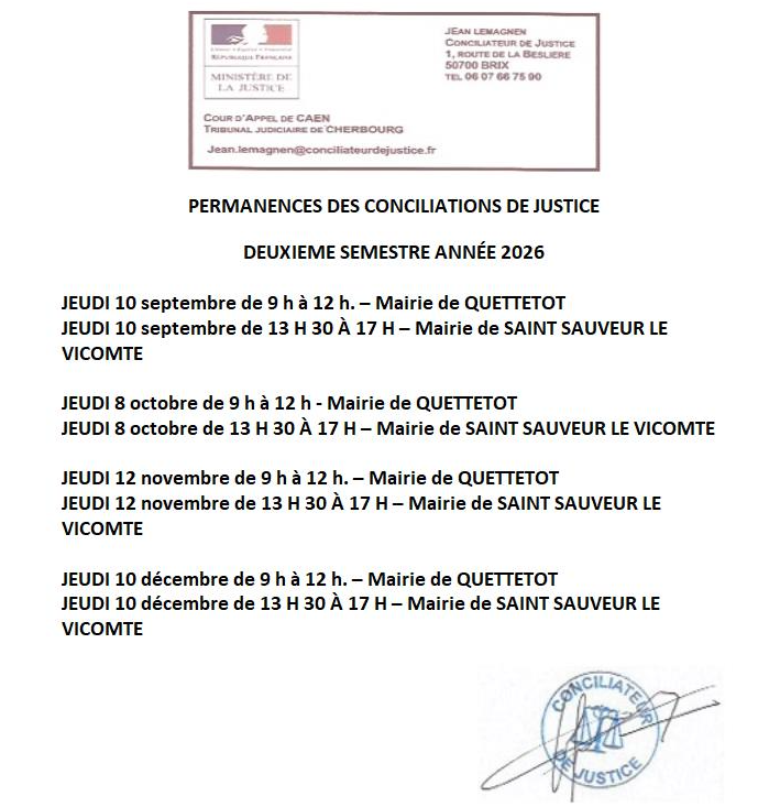 Permanences conciliateur de justice