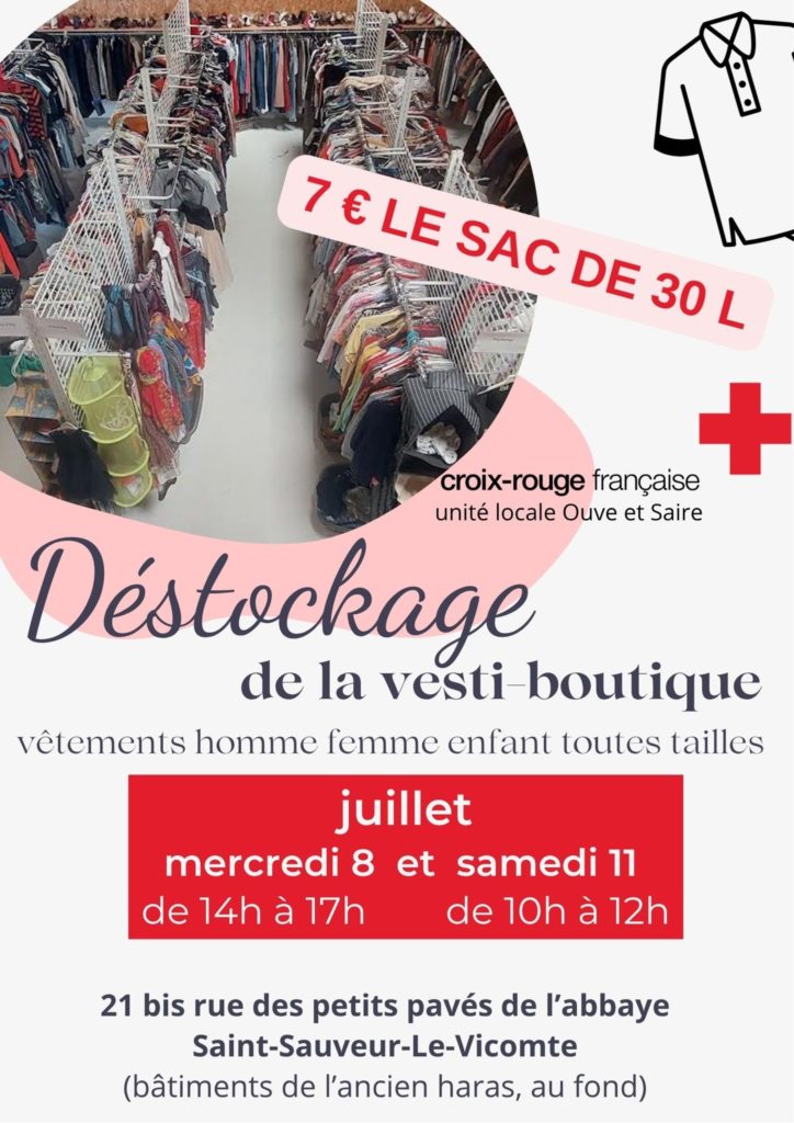 Grand déstockage à la vesti-boutique Croix-Rouge !