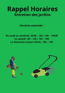 Rappel : Horaires des travaux de jardinage