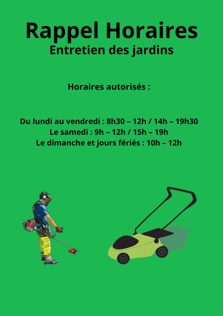 Rappel : Horaires des travaux de jardinage
