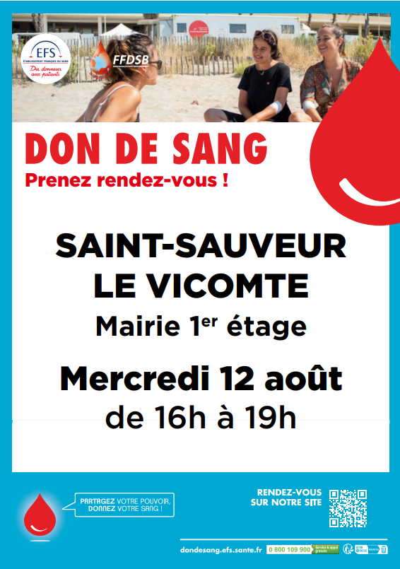 Don de sang : Le 12 aout à Saint Sauveur