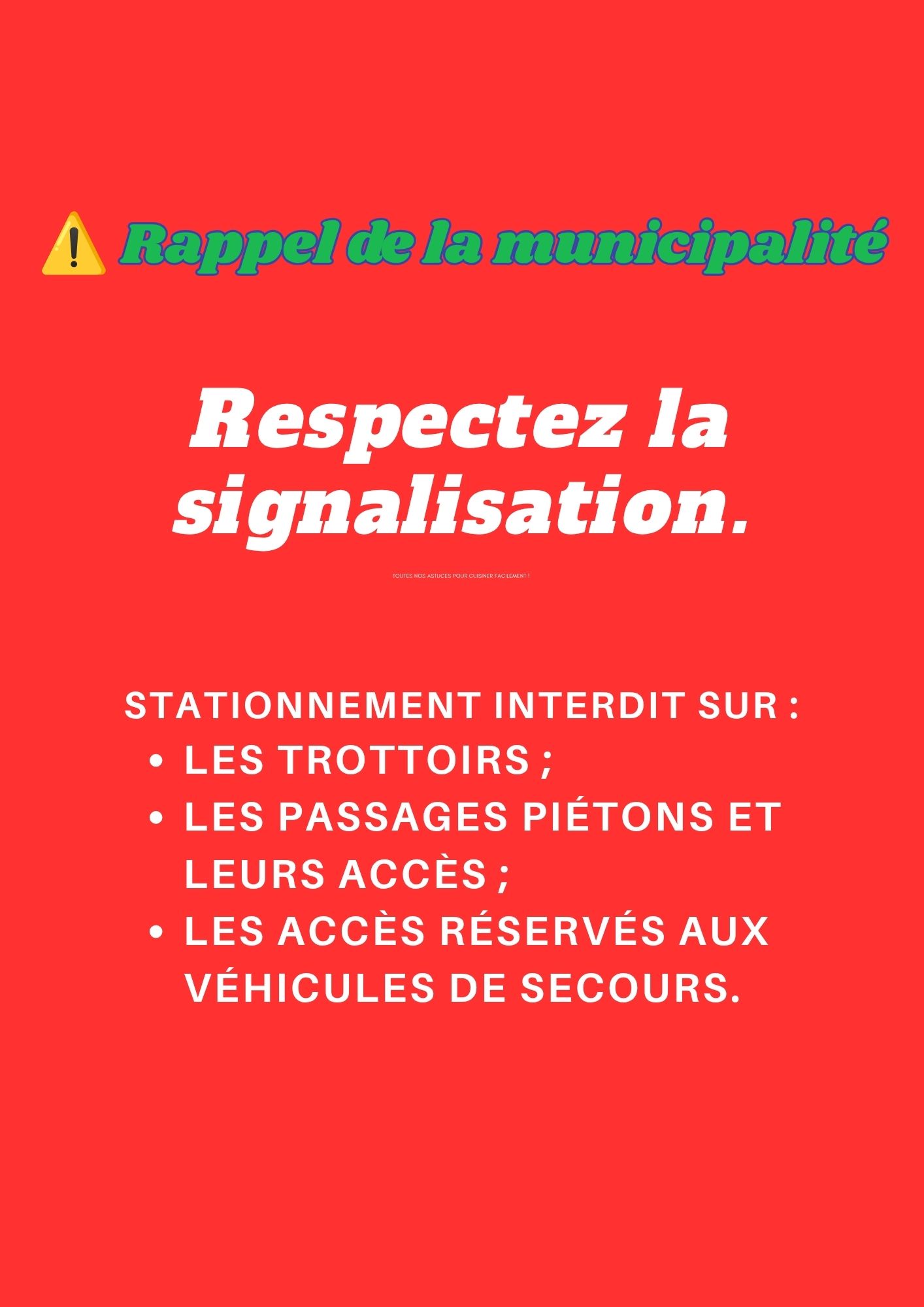 Stationnement interdit : rappel important