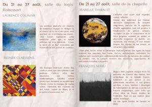 Nouvelles expositions du 21 au 27 aout au château
