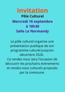 Présentation du programme culturel fin 2026