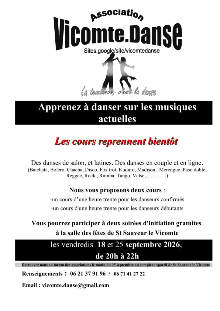 Reprise des cours et soirée dansante à St Sauveur